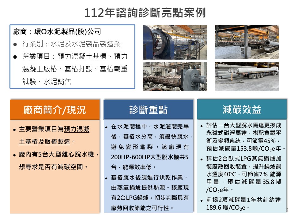 中小企業節電服務團亮點案例-水泥及水泥製品製造業