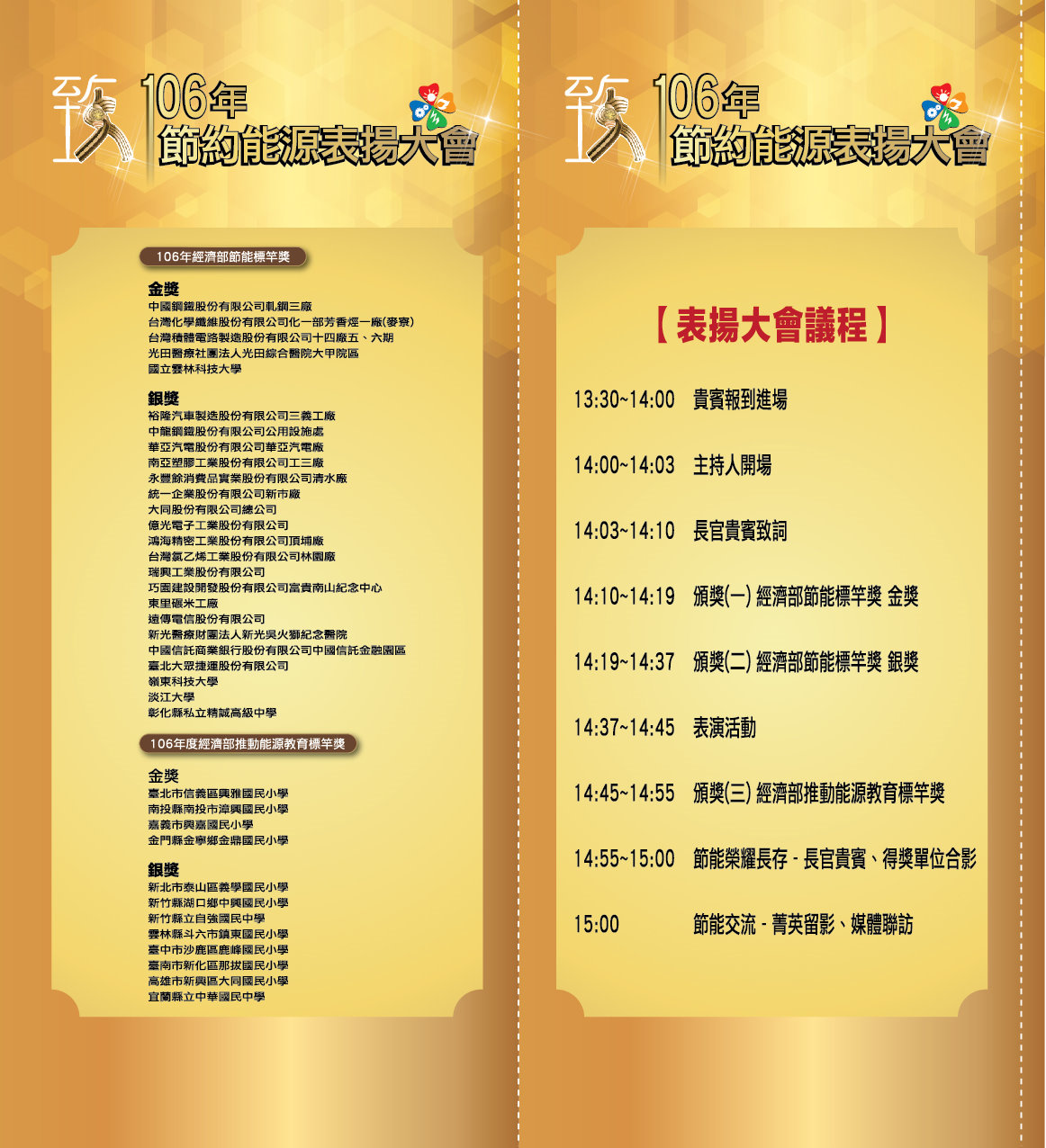 106節約能源表揚大會當日時程