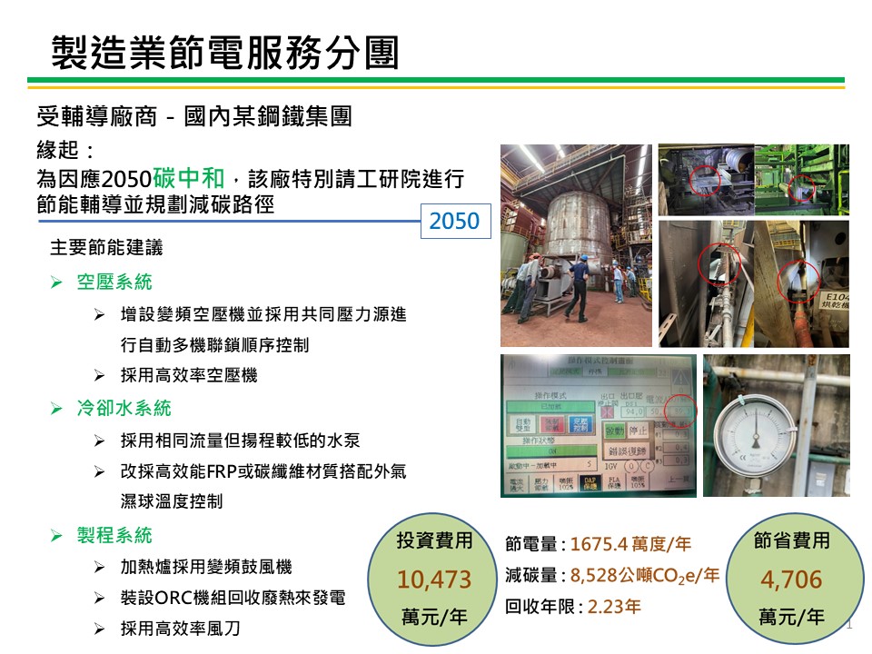 製造業節電服務團亮點案例-鋼鐵業 服務圖片