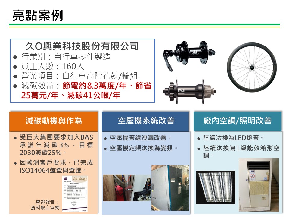 中小企業節電服務團亮點案例-自行車零件製造業 服務圖片