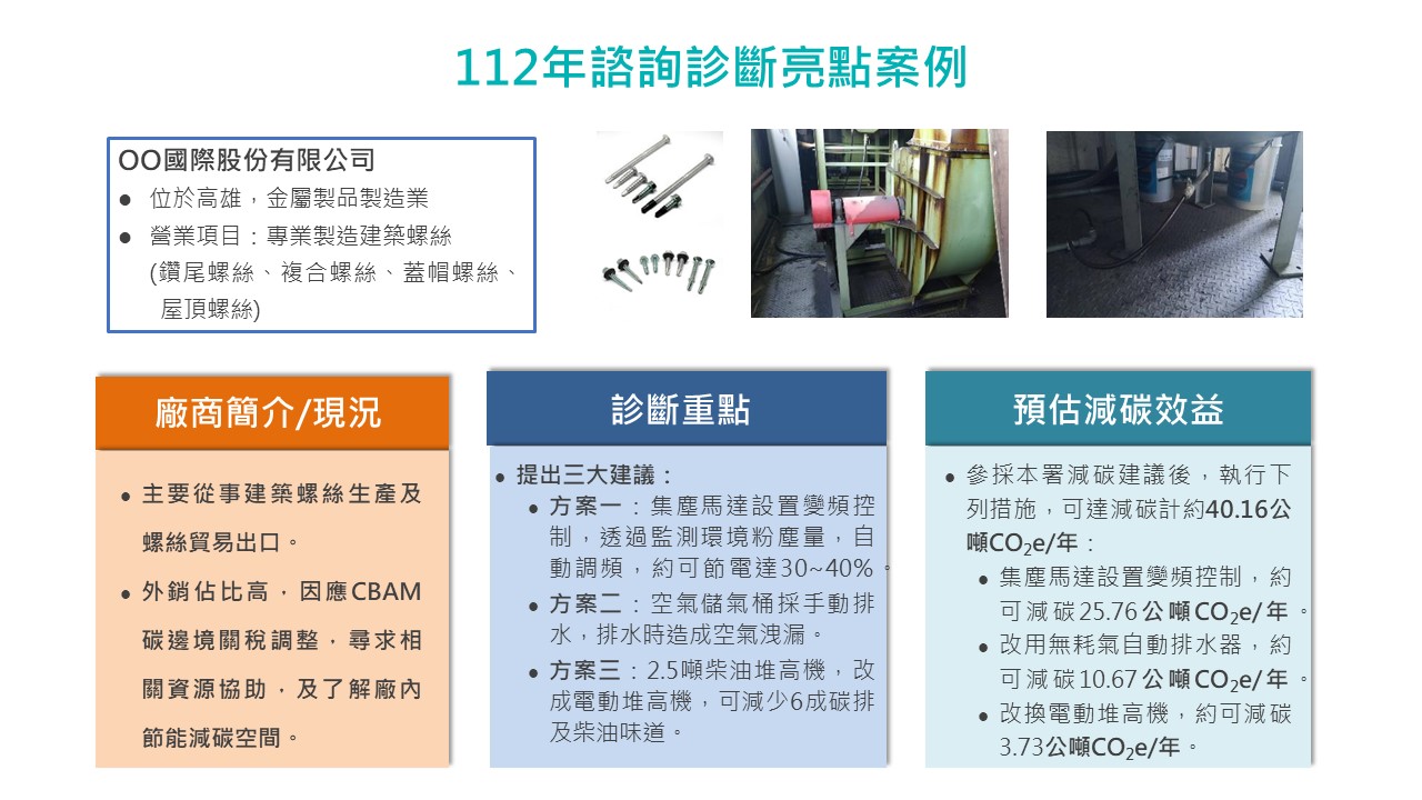 中小企業節電服務團亮點案例-金屬製品製造業 服務圖片